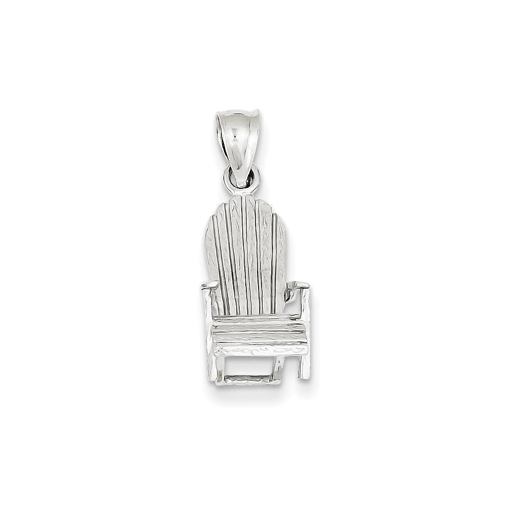14k White Gold 3-D Adirondack Style Beach Chair Pendant
