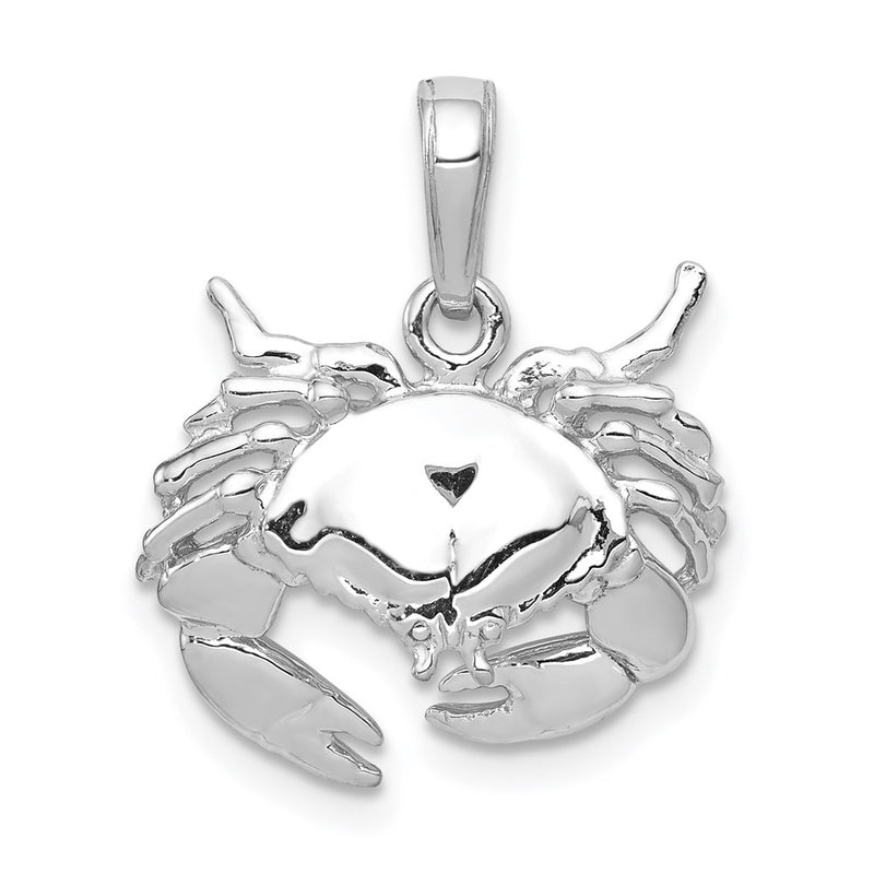 14k White Gold Stone Crab Facing Down Pendant