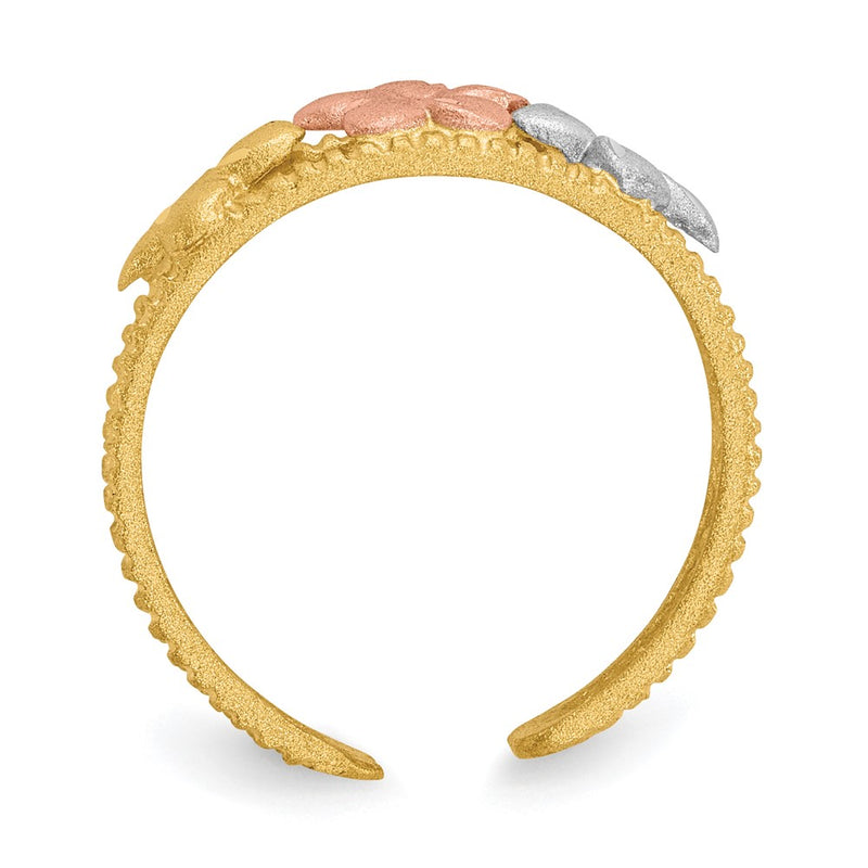 14k Two-tone Gold & Rhodium Plumeria Toe Ring