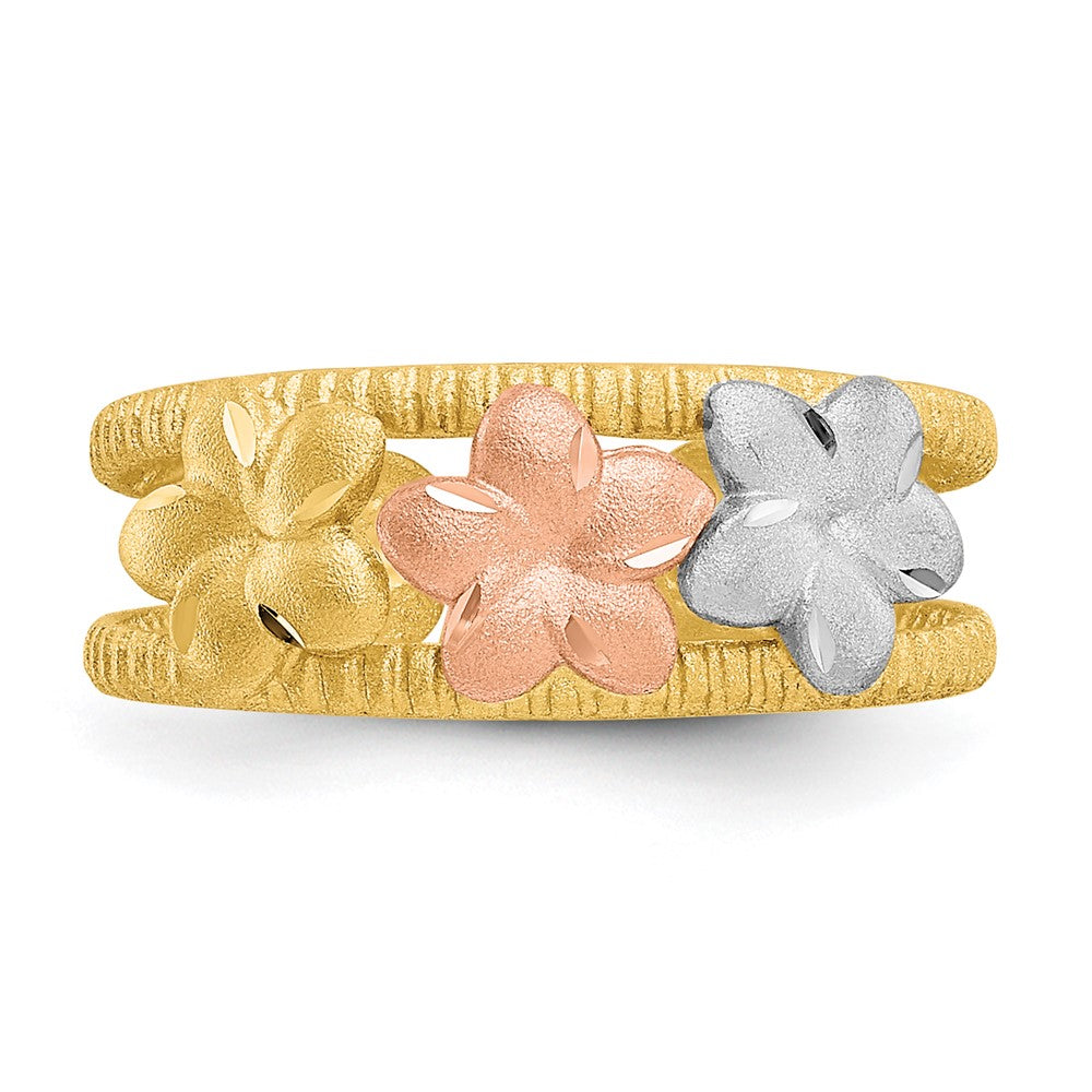 14k Two-tone Gold & Rhodium Plumeria Toe Ring