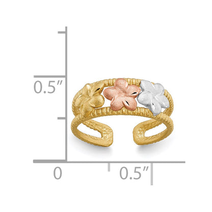 14k Two-tone Gold & Rhodium Plumeria Toe Ring