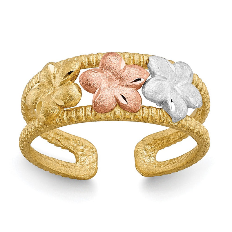14k Two-tone Gold & Rhodium Plumeria Toe Ring