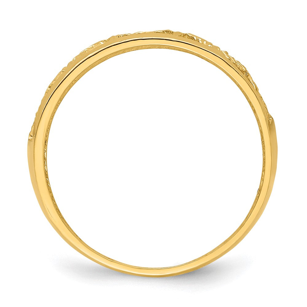 14K Yellow Gold Diamond-cut 5 Heart Ring