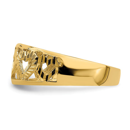 14K Yellow Gold Diamond-cut 5 Heart Ring