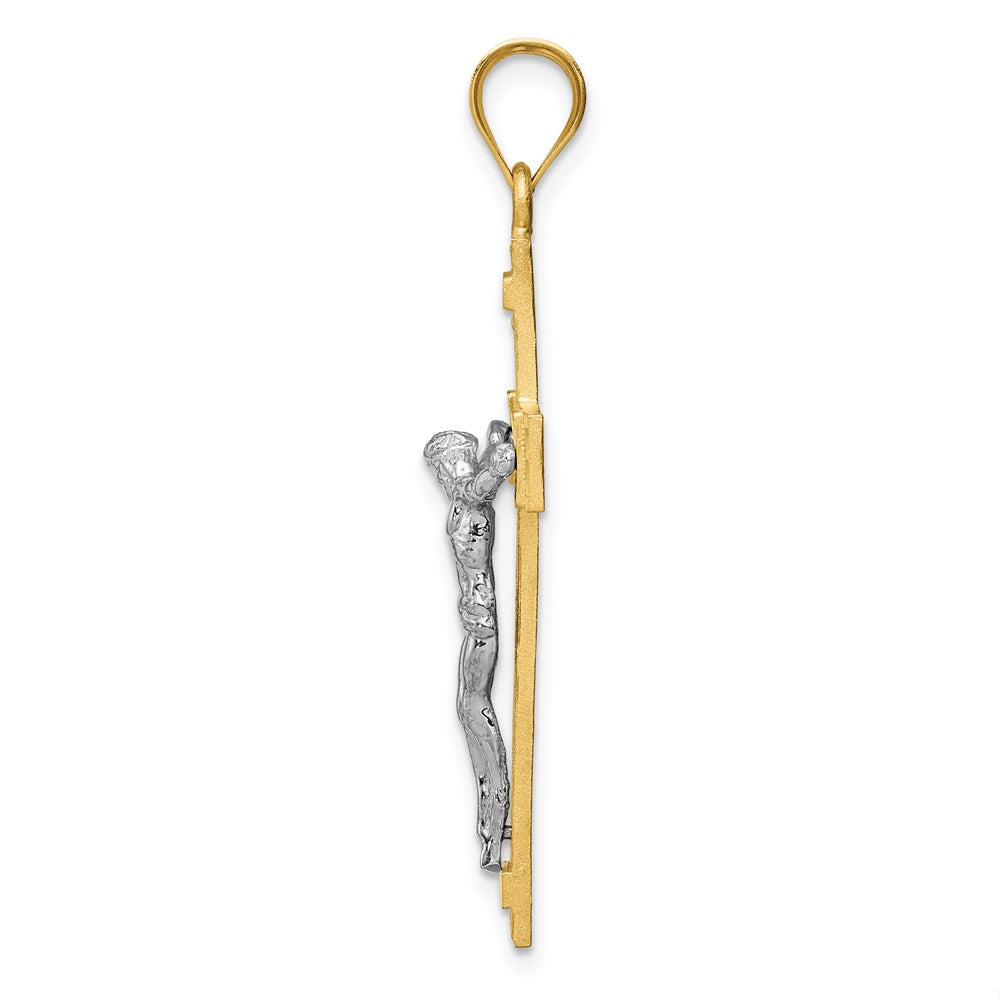 14k Two-tone Gold INRI Crucifix Pendant