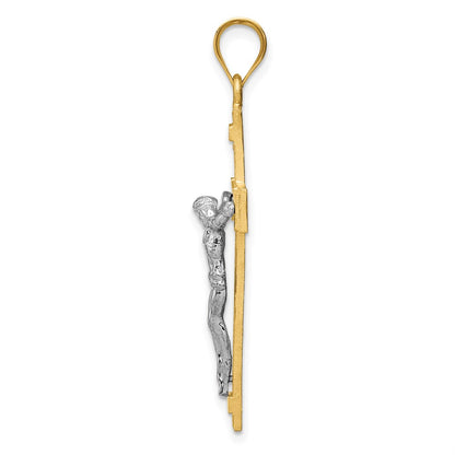 14k Two-tone Gold INRI Crucifix Pendant