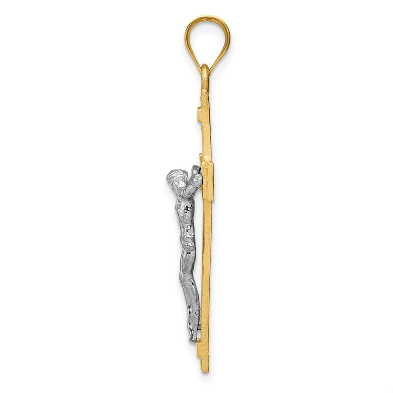 14k Two-tone Gold INRI Crucifix Pendant