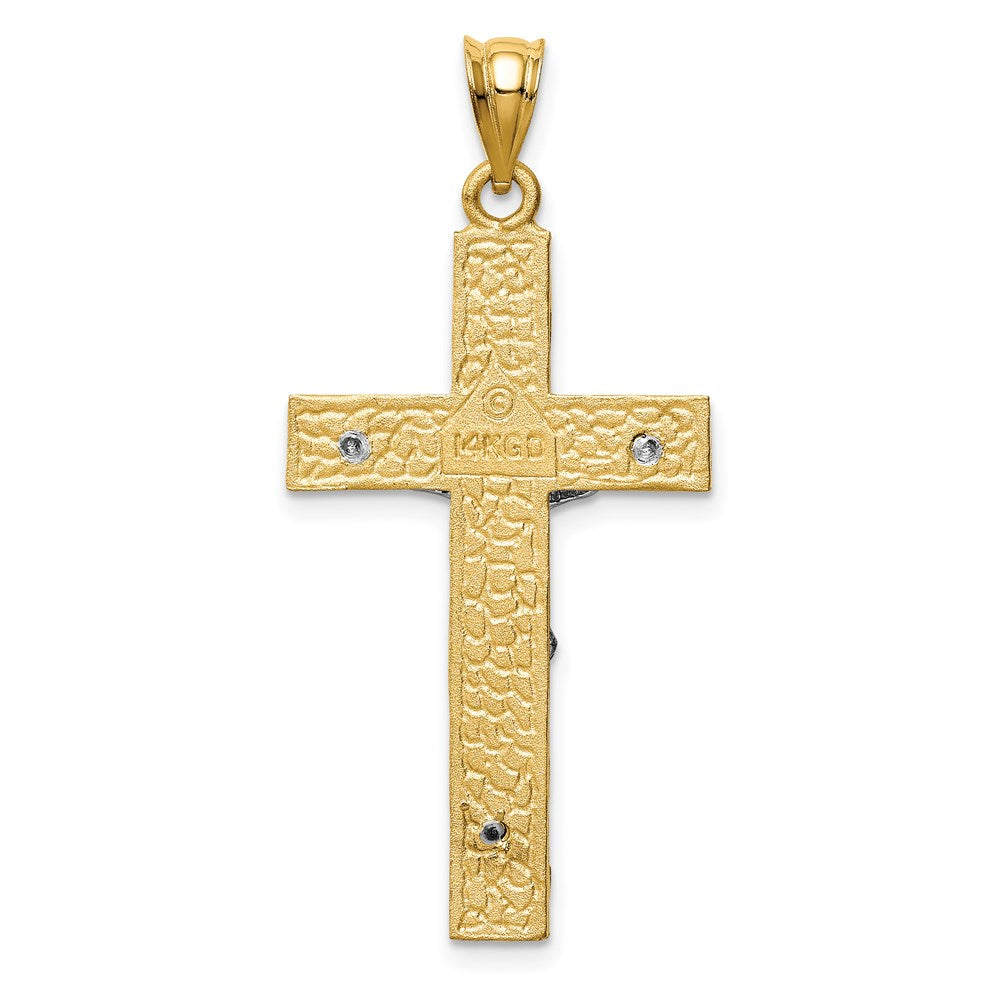 14k Two-tone Gold INRI Crucifix Pendant