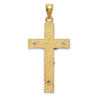 14k Two-tone Gold INRI Crucifix Pendant