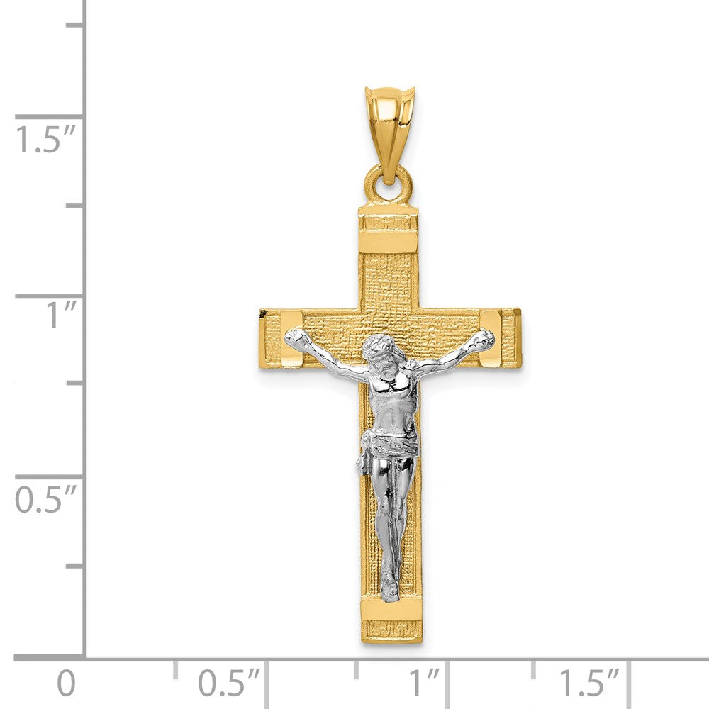 14k Two-tone Gold INRI Crucifix Pendant