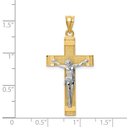 14k Two-tone Gold INRI Crucifix Pendant
