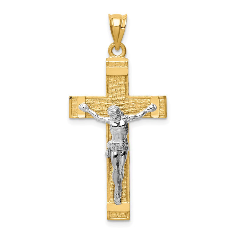 14k Two-tone Gold INRI Crucifix Pendant