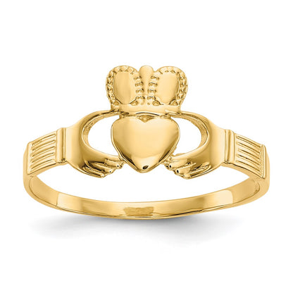 14K Yellow Gold Ladies Claddagh Ring