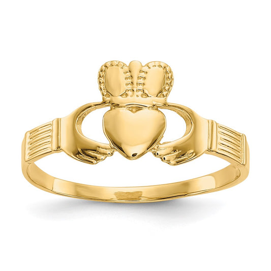 14K Yellow Gold Ladies Claddagh Ring