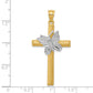14k Two-tone Gold Cross w/Butterfly Pendant