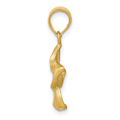 14k Yellow Gold Plumeria Floral Charm Pendant