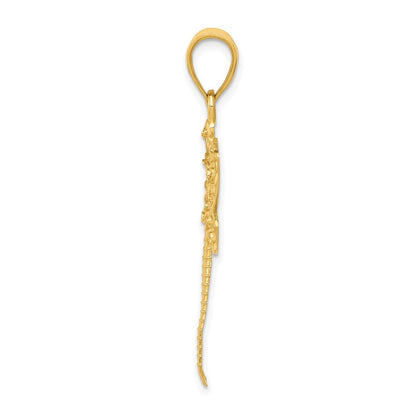 14k Yellow Gold Diamond-cut Dragonfly Pendant