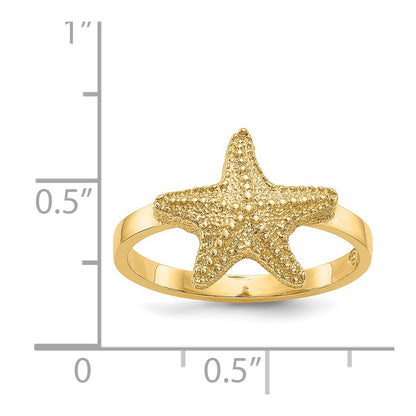 14K Yellow Gold Polished Starfish Ring