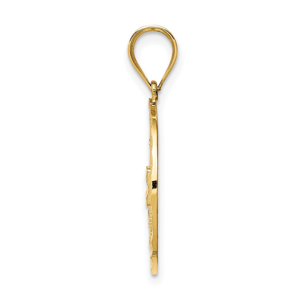 14k Yellow Gold Fancy Filigree / Diamond Cut Charm
