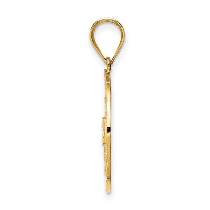 14k Yellow Gold Fancy Filigree / Diamond Cut Charm