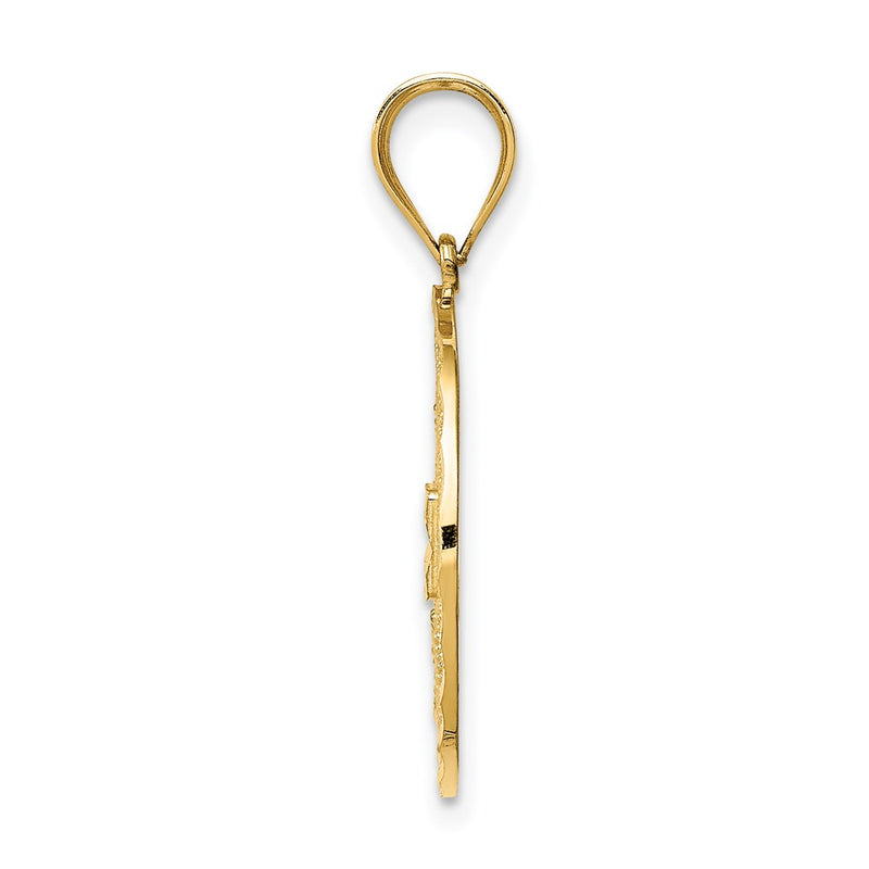 14k Yellow Gold Fancy Filigree / Diamond Cut Charm