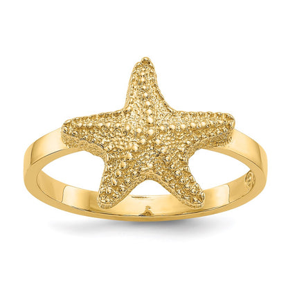 14K Yellow Gold Polished Starfish Ring