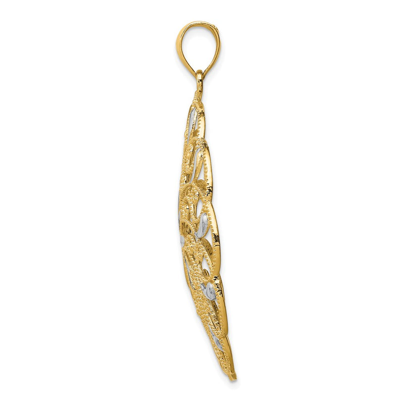 14k Yellow & Rhodium Gold and White Rhodium Meridian Swirl Pendant