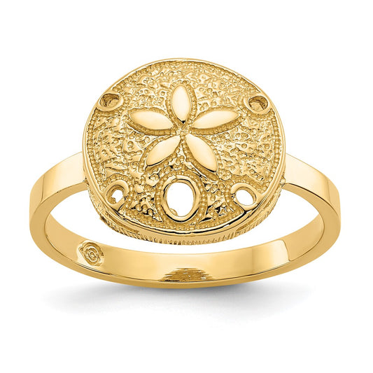 14K Yellow Gold Polished Sand Dollar Ring