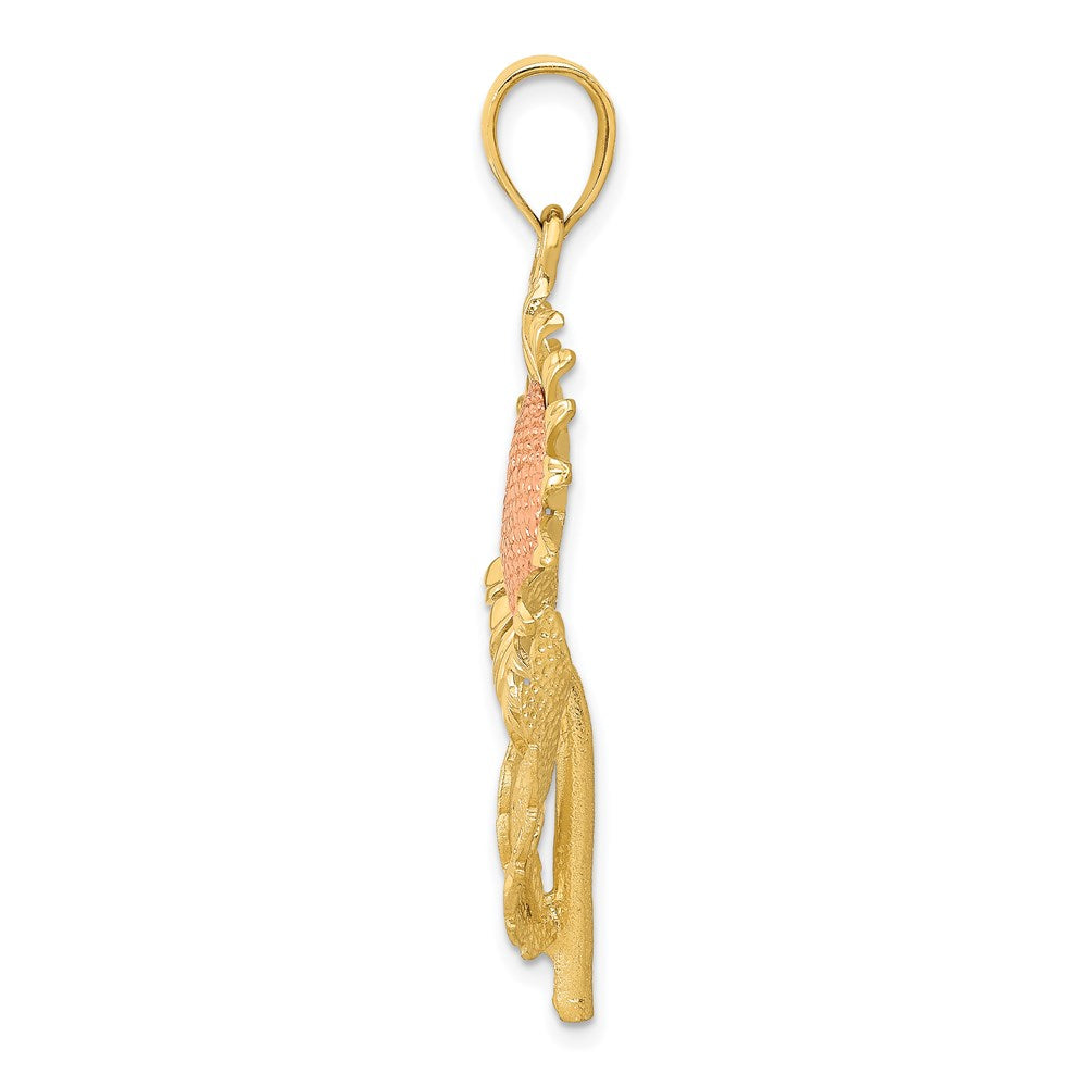14k Two-tone Gold Sunflower Pendant