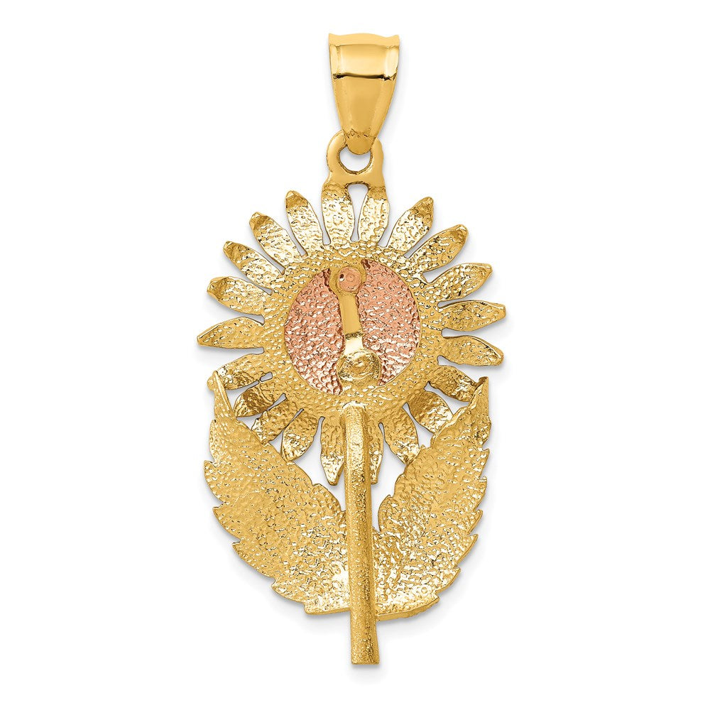 14k Two-tone Gold Sunflower Pendant