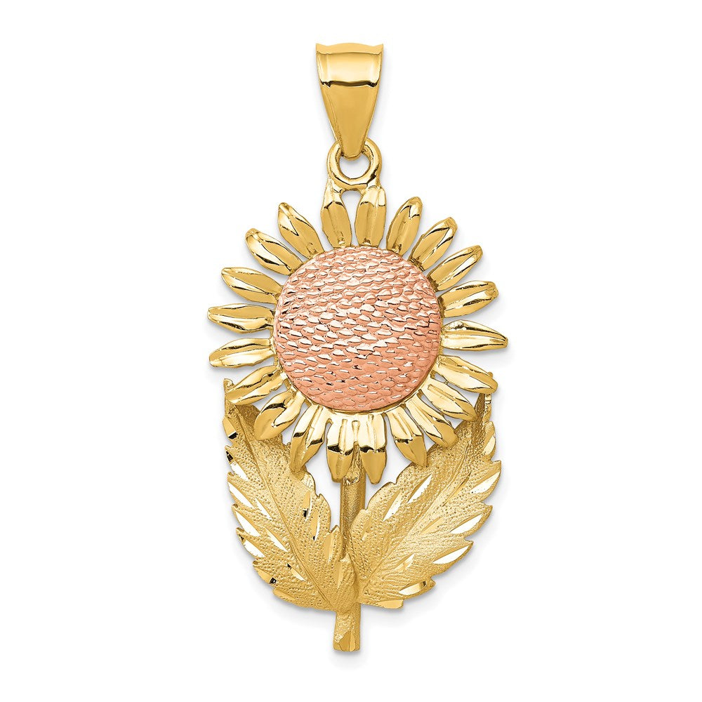 14k Two-tone Gold Sunflower Pendant