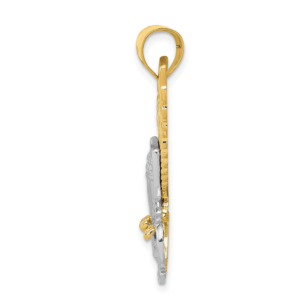 14k Two-tone Gold US Navy Eagle Pendant