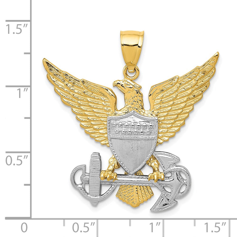 14k Two-tone Gold US Navy Eagle Pendant