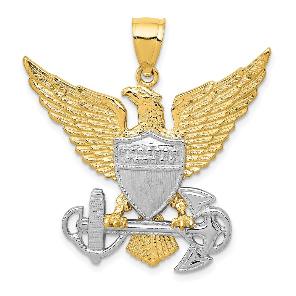 14k Two-tone Gold US Navy Eagle Pendant