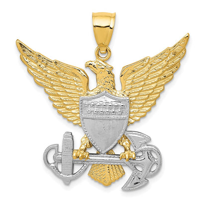 14k Two-tone Gold US Navy Eagle Pendant