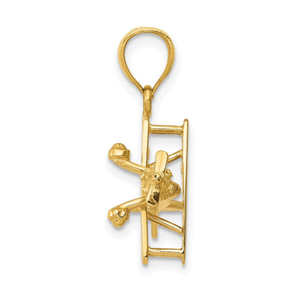 14k Yellow Gold 3-D Airplane Pendant