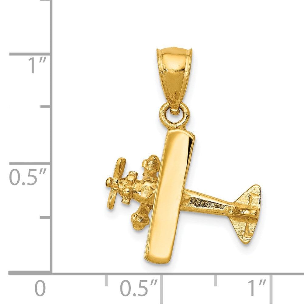 14k Yellow Gold 3-D Airplane Pendant