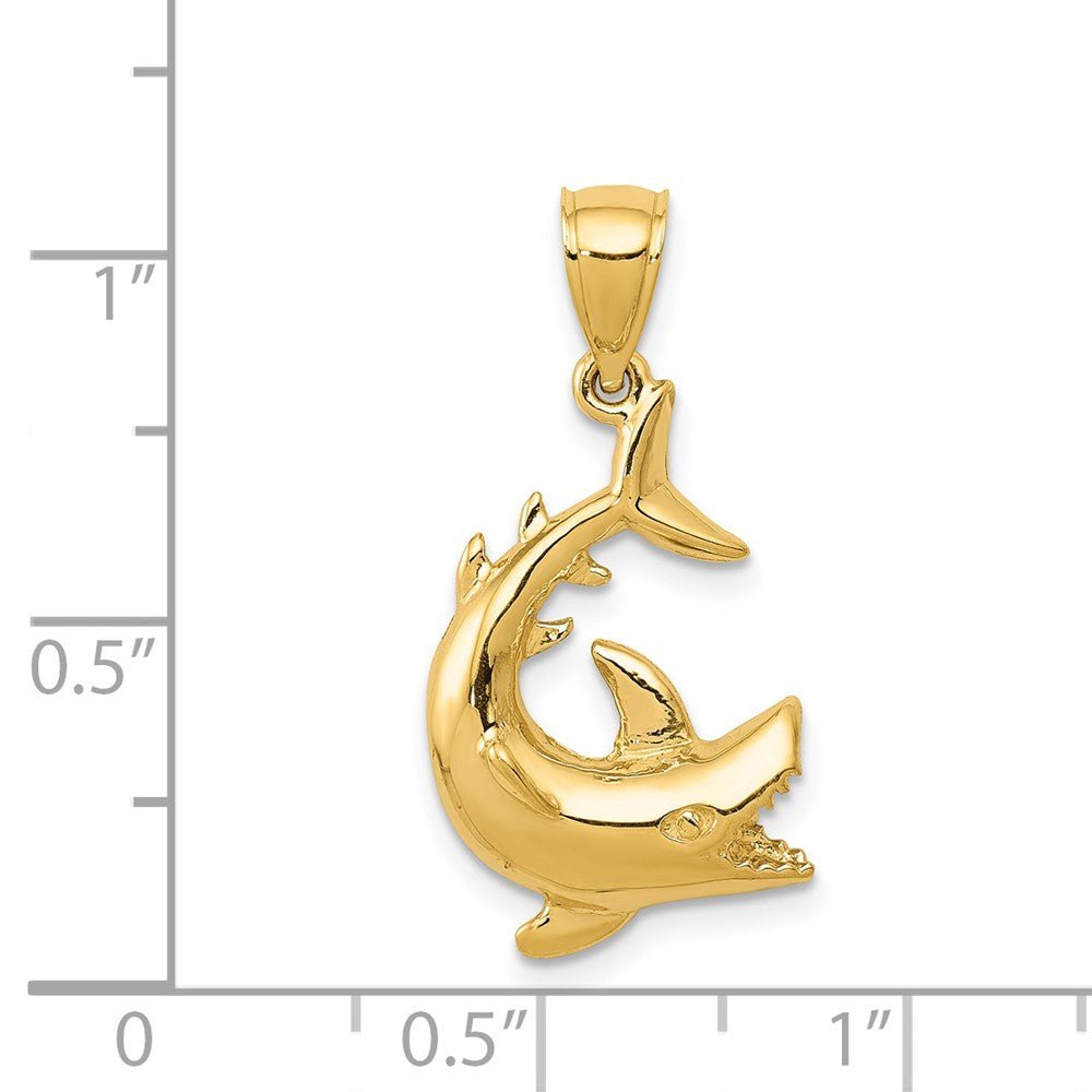 14k Yellow Gold Shark Pendant