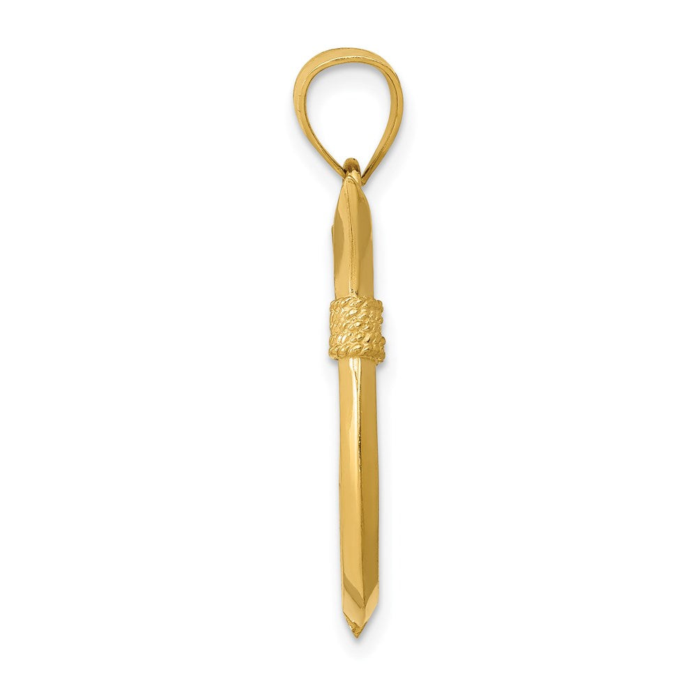14k Yellow Gold 3D Whale Tail Hook Pendant