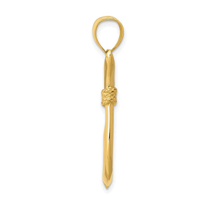 14k Yellow Gold 3D Whale Tail Hook Pendant