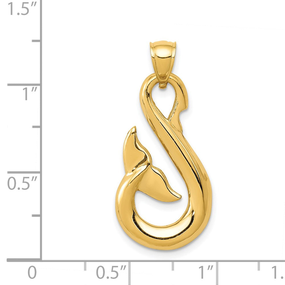 14k Yellow Gold Whale Tail Pendant
