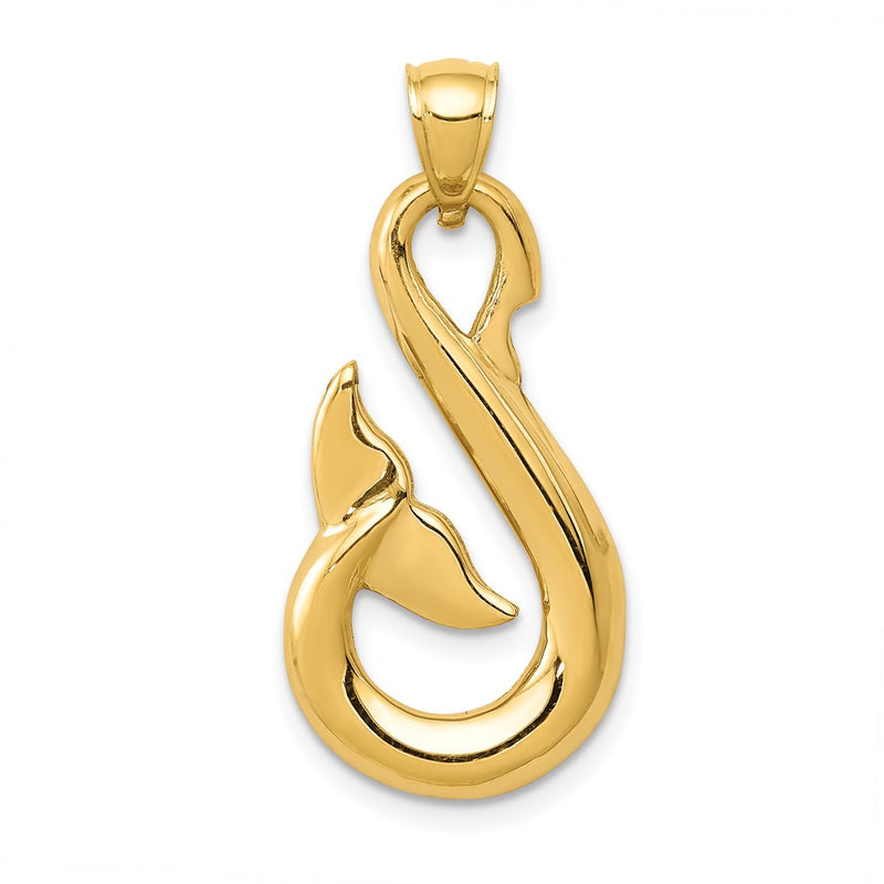 14k Yellow Gold Whale Tail Pendant