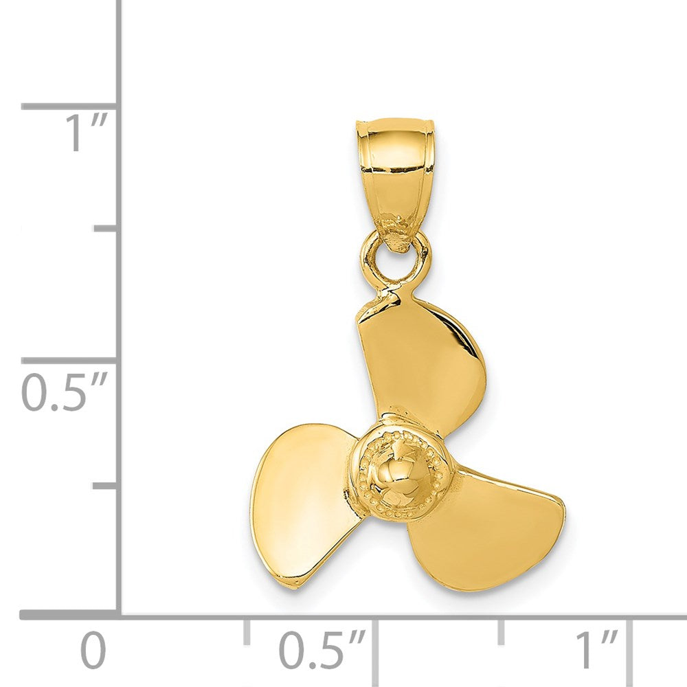 14k Yellow Gold Propeller Pendant