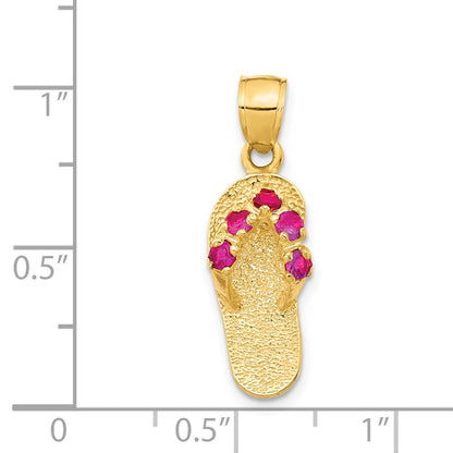 14k Yellow Gold  3D January/CZ Birthstone Flip Flop Pendant