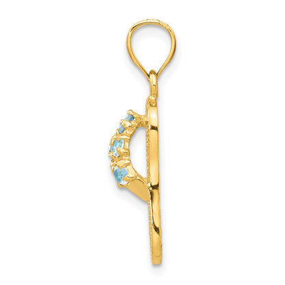 14k Yellow Gold  3D March/CZ Birthstone Flip Flop Pendant