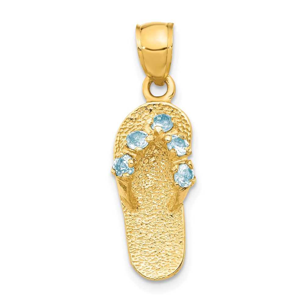 14k Yellow Gold  3D March/CZ Birthstone Flip Flop Pendant
