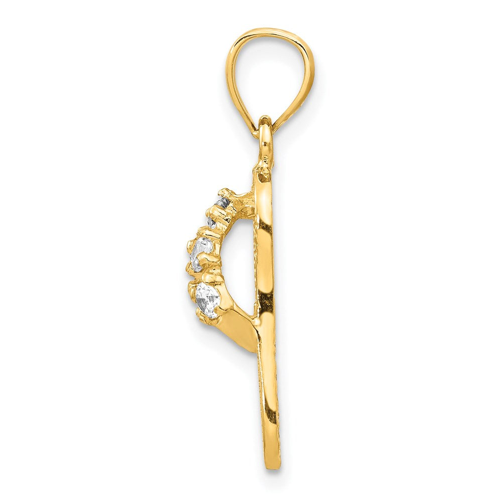 14k Yellow Gold  3D April/CZ Birthstone Flip Flop Pendant
