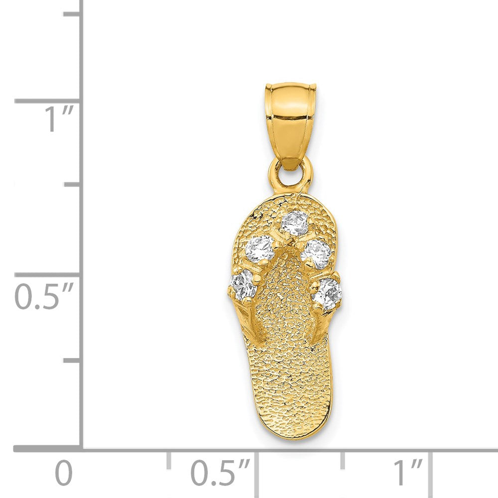 14k Yellow Gold  3D April/CZ Birthstone Flip Flop Pendant