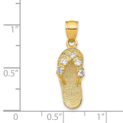 14k Yellow Gold  3D April/CZ Birthstone Flip Flop Pendant
