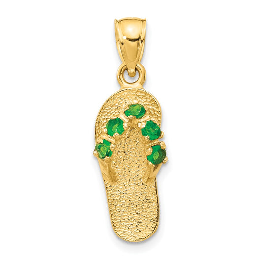 14k Yellow Gold  3D May/CZ Birthstone Flip Flop Pendant